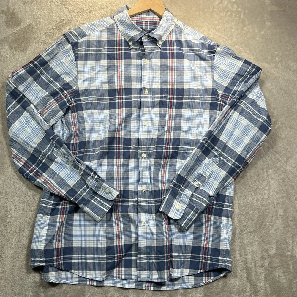Vineyard Vines Shirt Classic Fit Mens M Plaid Button Up Pocket Blue